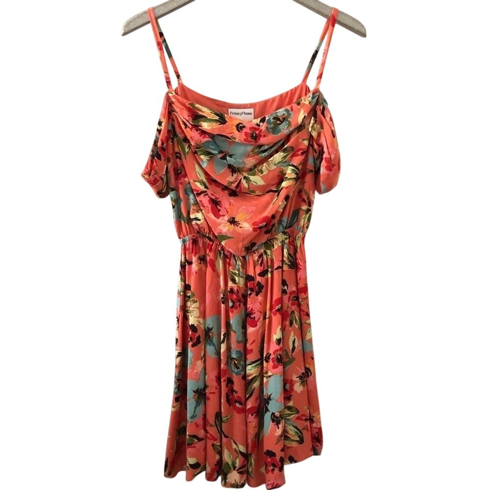 Privacy Please Orange Floral Off the Shoulder Dress
